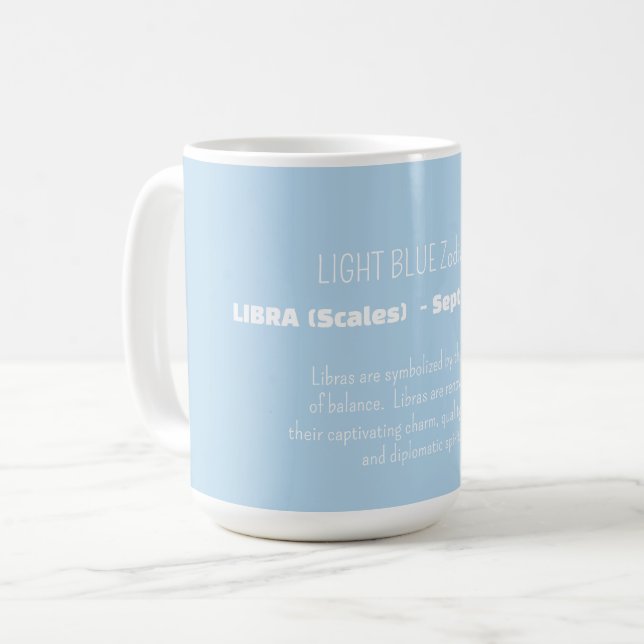 LIBRA Zodiac Sign Personality Traits Coffee Mug (Front Left)
