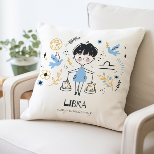 Libra Zodiac Sign Pillow Astrology Throw Pillow
