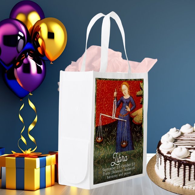 Libra Zodiac Sign Scales Birthday Party Grocery Bag (Libra Zodiac Sign Scales Birthday Party Grocery Bag)