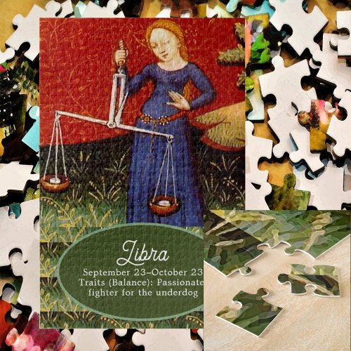 Libra Zodiac Sign Scales Birthday Party Jigsaw Puzzle