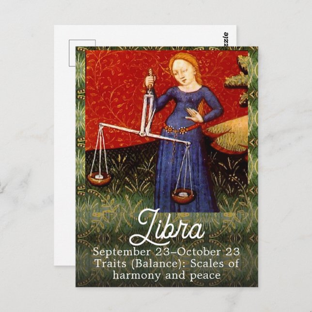 Libra Zodiac Sign Scales Birthday Party Postcard (Front/Back)