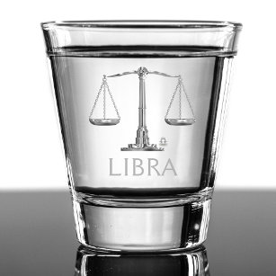 Libra Zodiac Sign Silver Scale Birthday Shot Glass