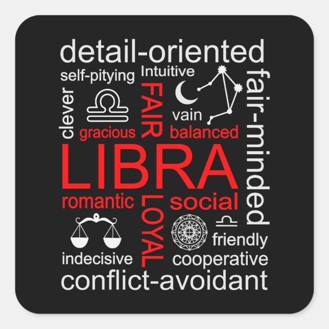 Libra Zodiac Sign Square Sticker (Front)