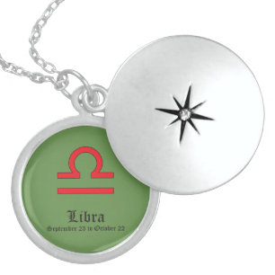 Libra zodiac sign sterling silver necklace