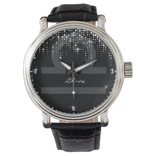 Libra Zodiac Sign Stunning Dripping Glitter Rain Watch