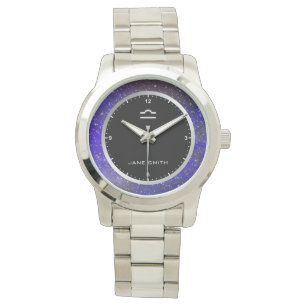 Libra Zodiac Sign Symbol Galaxy Stars Custom Name Watch
