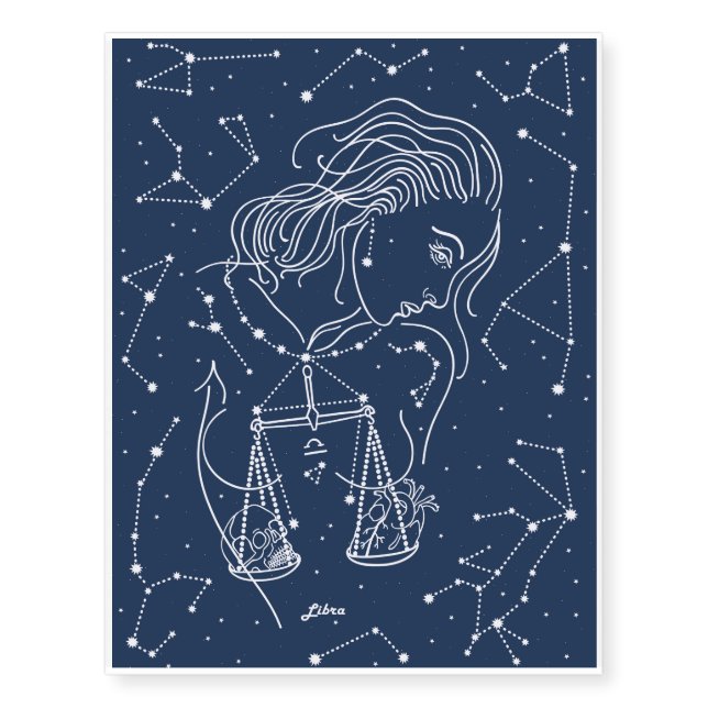 Libra zodiac sign temporary tattoos (Front)
