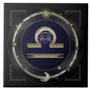 Libra Zodiac Sign Tile by EarthMagickGifts at Zazzle