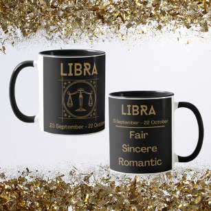 Libra Zodiac Sign with Symbol and Traits Mug