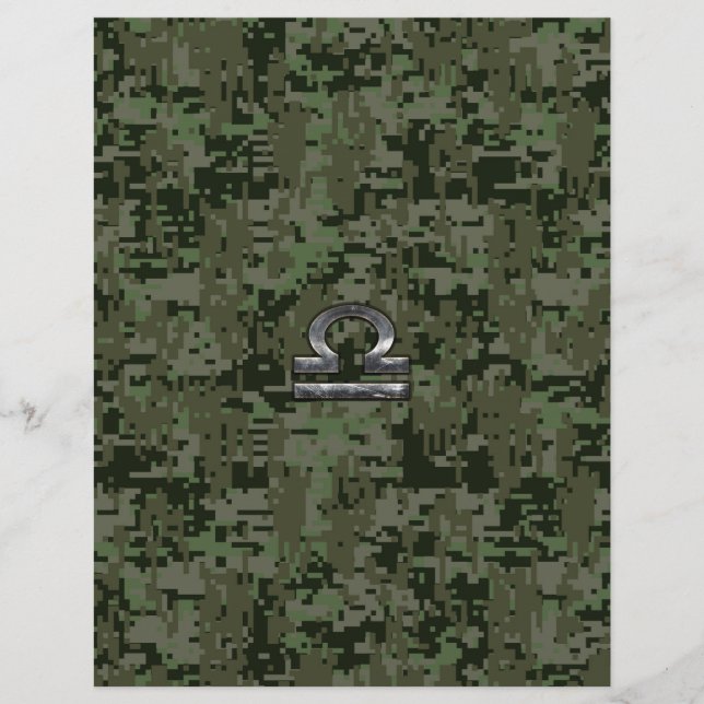 Libra Zodiac Sign Woodland Digital Camouflage (Front)