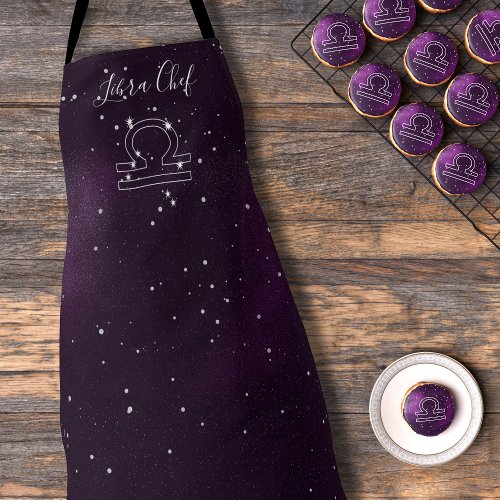 Libra Zodiac Star Sign Constellation Purple Galaxy Apron