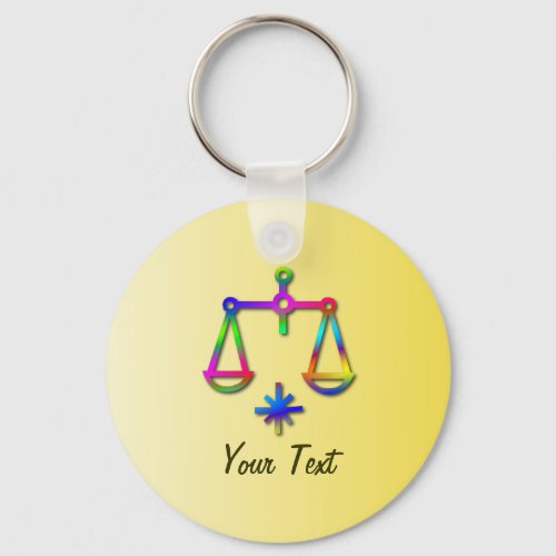 Libra Zodiac Star Sign Rainbow Keychain