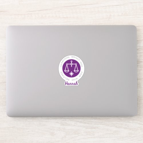 Libra Zodiac Star Sign Traits Purple Sticker