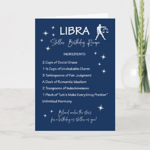 Libra Zodiac Stellar Birthday Recipe Card