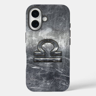 Libra Zodiac Symbol Distressed Industrial Steel iPhone 16 Case