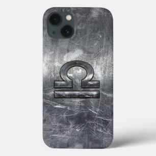 Libra Zodiac Symbol Distressed Industrial Steel iPhone 13 Case