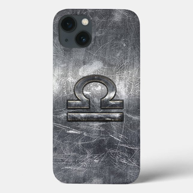Libra Zodiac Symbol Distressed Industrial Steel Case-Mate iPhone Case (Back)