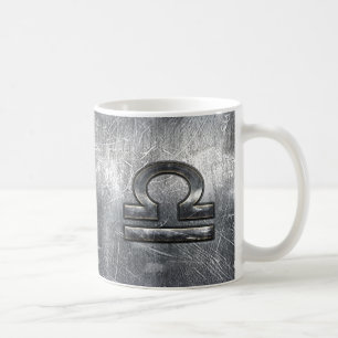 Libra Zodiac Symbol Distressed Industrial Steel Coffee Mug