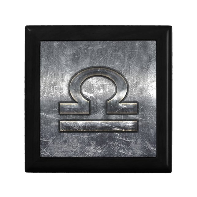 Libra Zodiac Symbol Distressed Industrial Steel Gift Box (Front)
