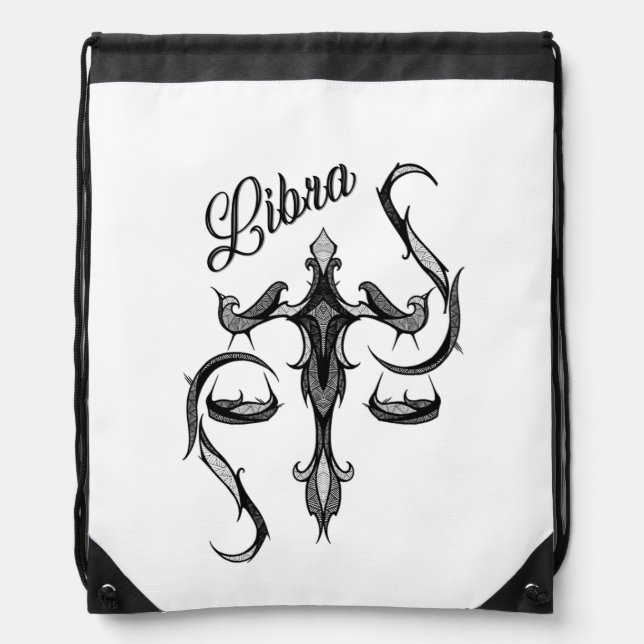 Libra Zodiac Symbol Drawstring Bag (Front)