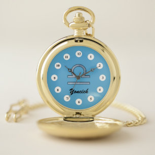 Libra Zodiac Symbol Element (Cf) by K Yoncich Pocket Watch