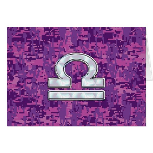 Libra Zodiac Symbol Fuchsia Pink Digital Camo Cards (Front Horizontal)