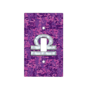 Libra Zodiac Symbol Fuchsia Pink Digital Camo Light Switch Cover