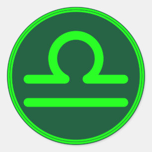 Libra Zodiac Symbol Green Contrast Classic Round Sticker