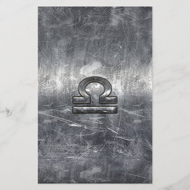Libra Zodiac Symbol in silver grunge steel style Flyer (Front)