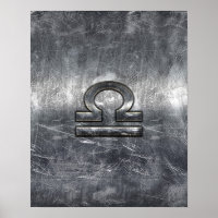 Libra Zodiac Symbol in silver grunge steel style