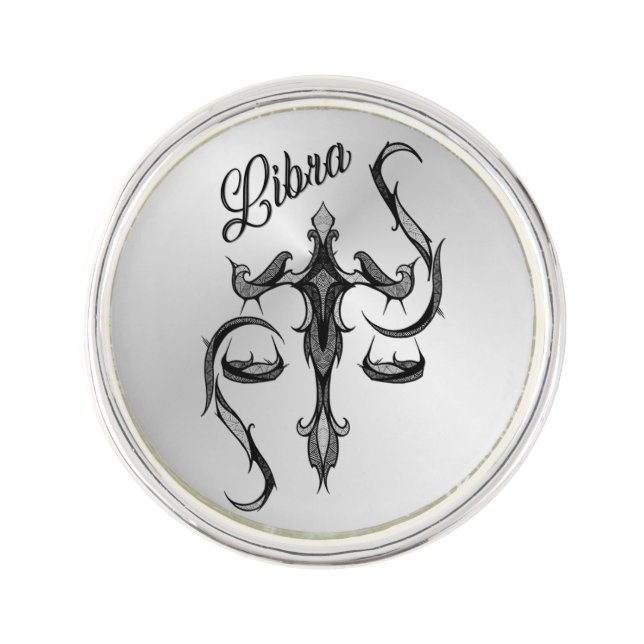 Libra Zodiac Symbol Lapel Pin (Front)