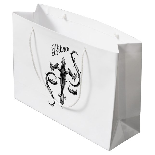 Libra Zodiac Symbol Large Gift Bag (Back Angled)