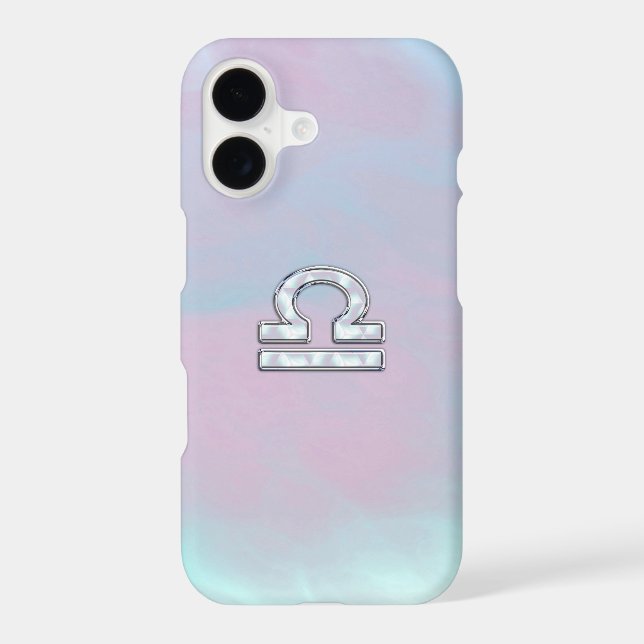 Libra Zodiac Symbol Mother of Pearl Style iPhone Case (Back)