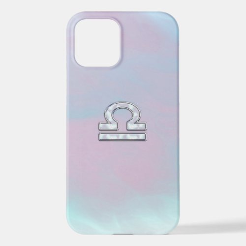 Libra Zodiac Symbol Mother of Pearl Style iPhone 12 Case
