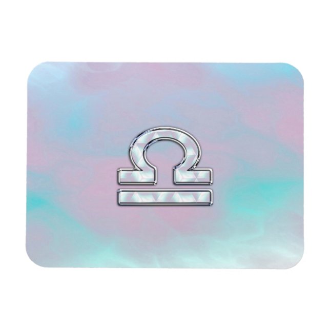 Libra Zodiac Symbol Mother of Pearl Style Magnet (Horizontal)