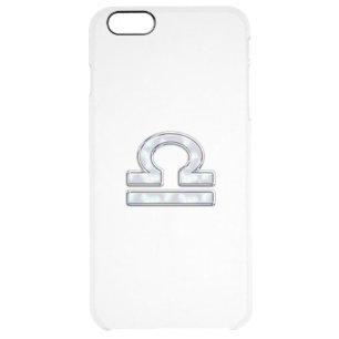 Libra Zodiac Symbol Mother of Pearl Style Clear iPhone 6 Plus Case