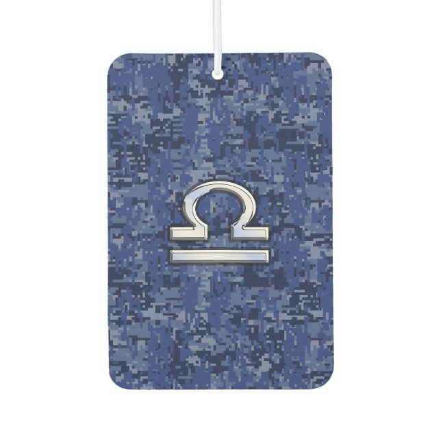 Libra Zodiac Symbol on Blue Digital Camo Air Freshener (Front)