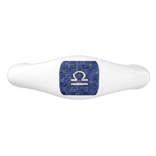 Libra Zodiac Symbol on Blue Digital Camo Ceramic Drawer Pull
