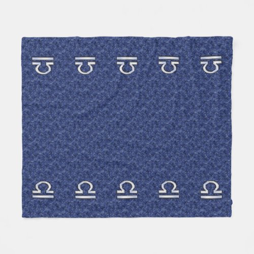 Libra Zodiac Symbol on Blue Digital Camo Fleece Blanket