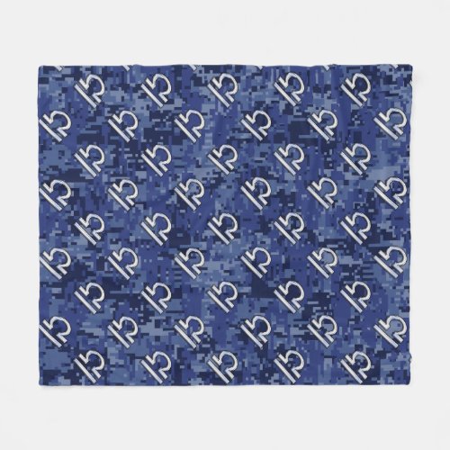 Libra Zodiac Symbol on Blue Digital Camo Fleece Blanket