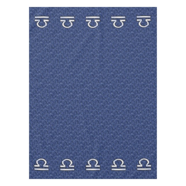 Libra Zodiac Symbol on Blue Digital Camo Tablecloth (Front)