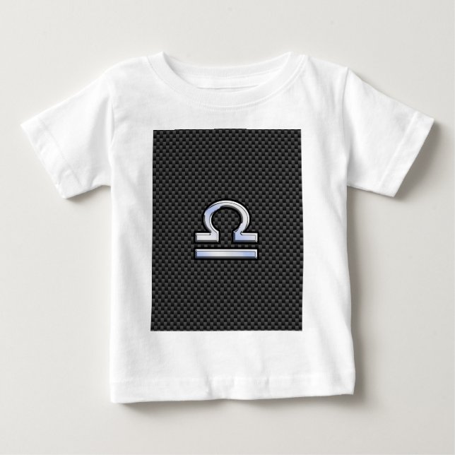 Libra Zodiac Symbol on Carbon Fiber Decor Baby T-Shirt (Front)
