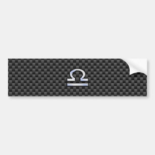 Libra Zodiac Symbol on Carbon Fiber Decor Bumper Sticker