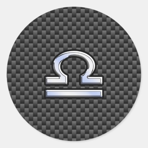 Libra Zodiac Symbol on Carbon Fiber Decor Classic Round Sticker