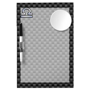 Libra Zodiac Symbol on Carbon Fiber Decor Dry Erase Board With Mirror