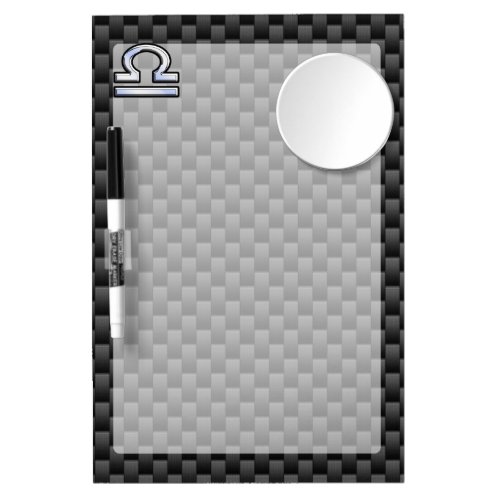 Libra Zodiac Symbol on Carbon Fiber Decor Dry Erase Board With Mirror