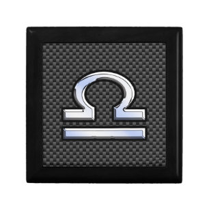 Libra Zodiac Symbol on Carbon Fiber Decor Gift Box