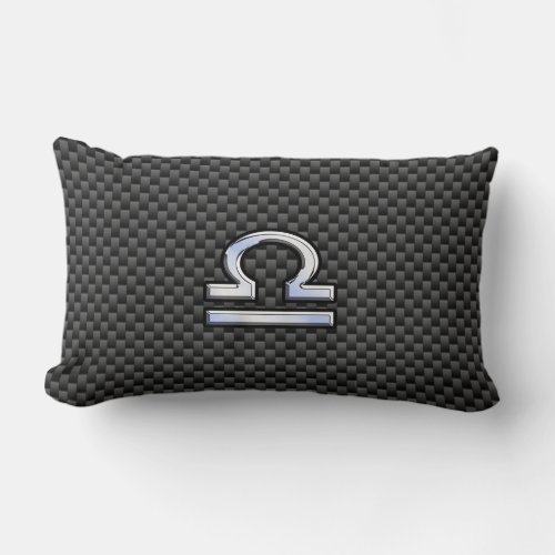 Libra Zodiac Symbol on Carbon Fiber Decor Lumbar Pillow