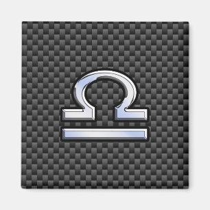Libra Zodiac Symbol on Carbon Fiber Decor Magnet