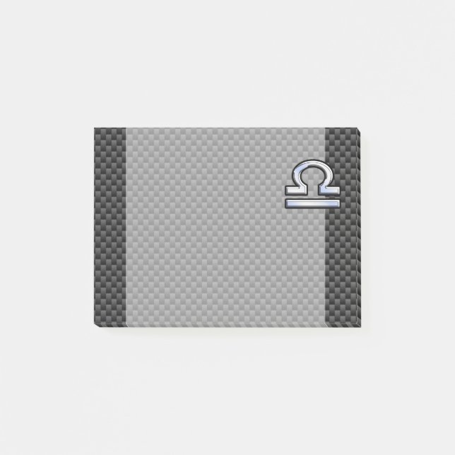 Libra Zodiac Symbol on Carbon Fiber Decor Post-it Notes (Front)